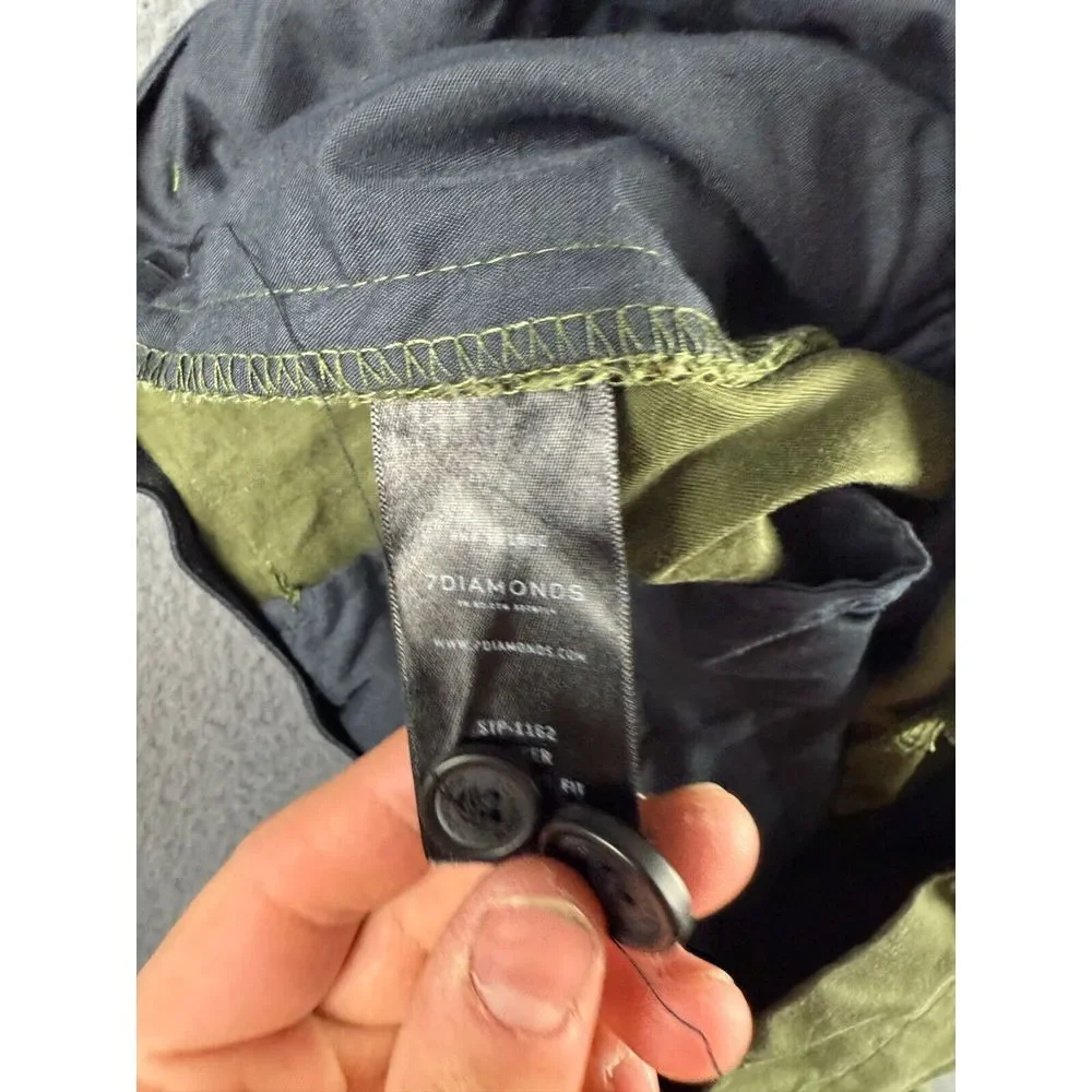 7 Diamonds Pants Men's 36x30* Green Parker Chinos Performance Stretch Flat Front